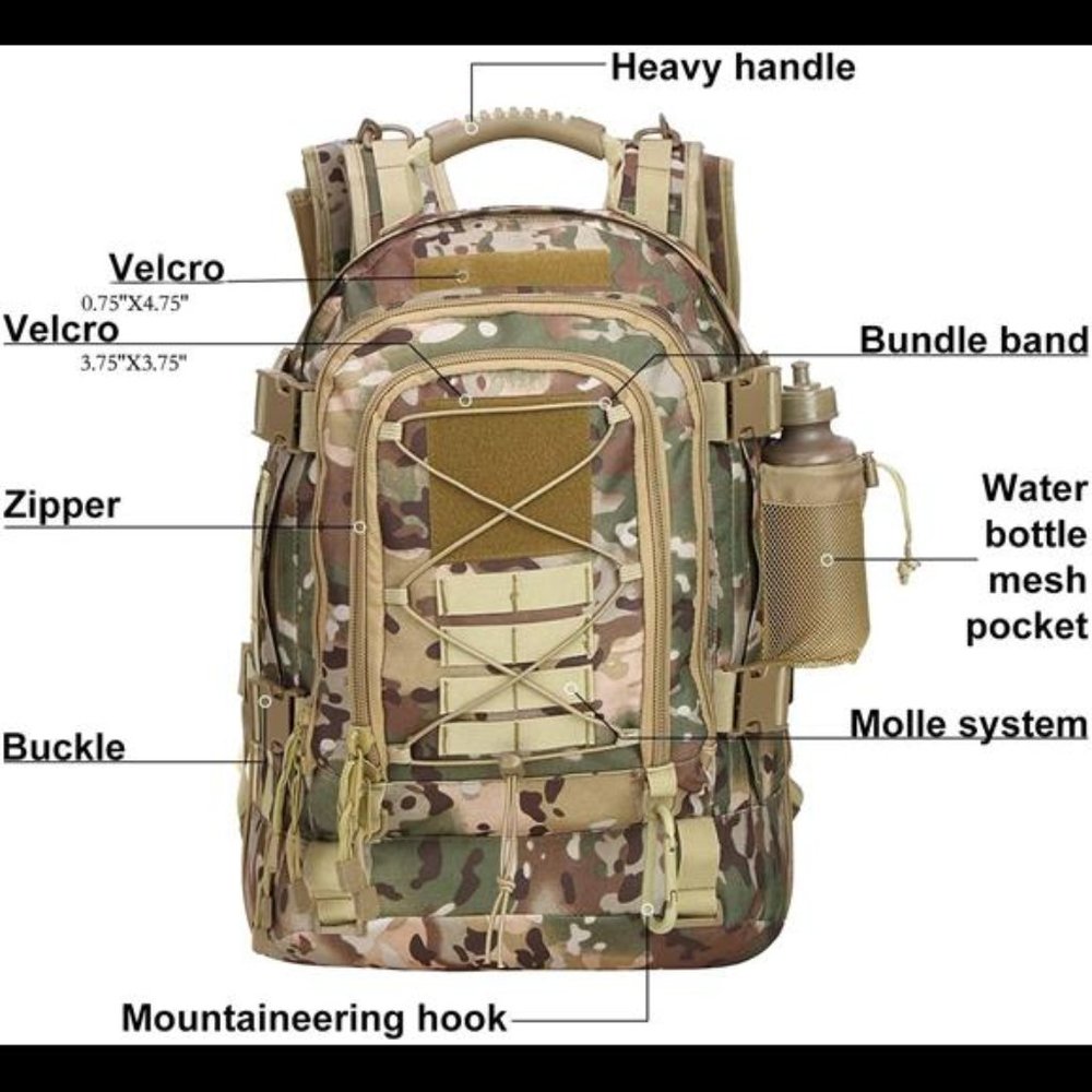 Men Backpack Large Capacity Military Tactical - Picture 4 of 6
